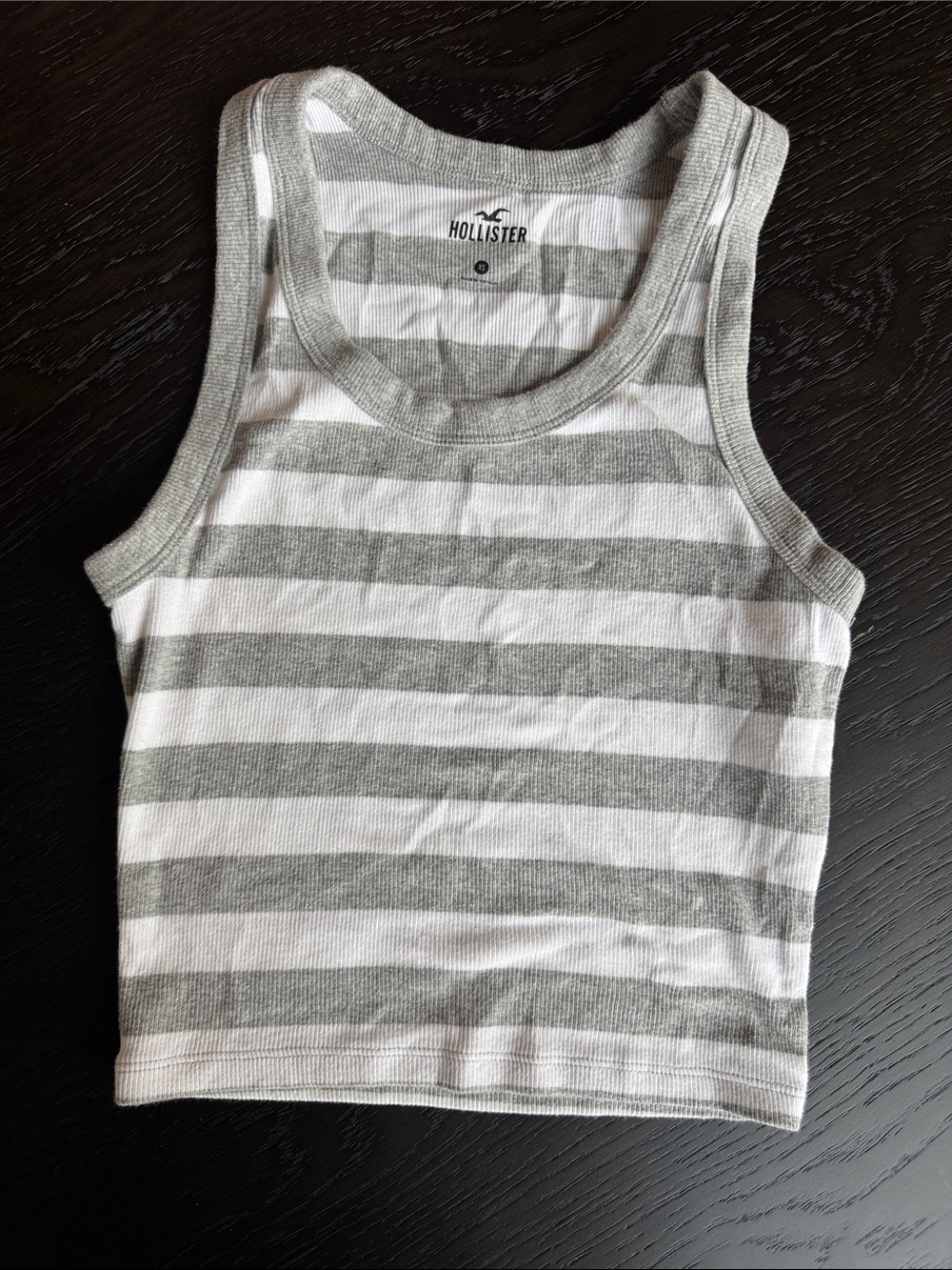 Hollister Gray and White Striped Sleeveless Tank